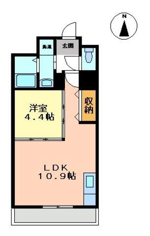 アルテミス湘南海岸(1LDK/1階)の間取り写真