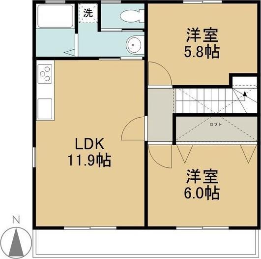 ヨーロピアンシャレー加木屋IV(2LDK/2階)の間取り写真
