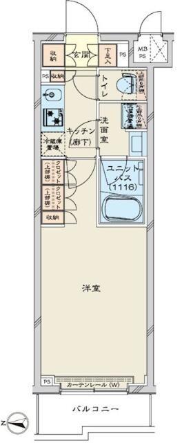 ルーブル川崎鷺沼(1K/1階)の間取り写真