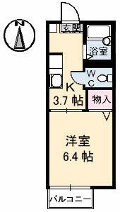 セイントアーク(1K/1階)の間取り写真