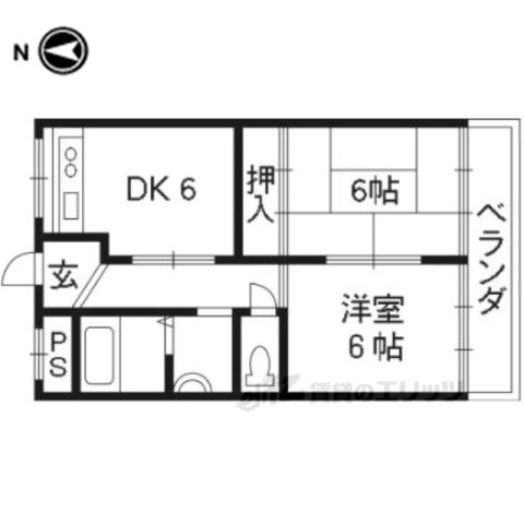 ハイツ山田(2DK/3階)の間取り写真