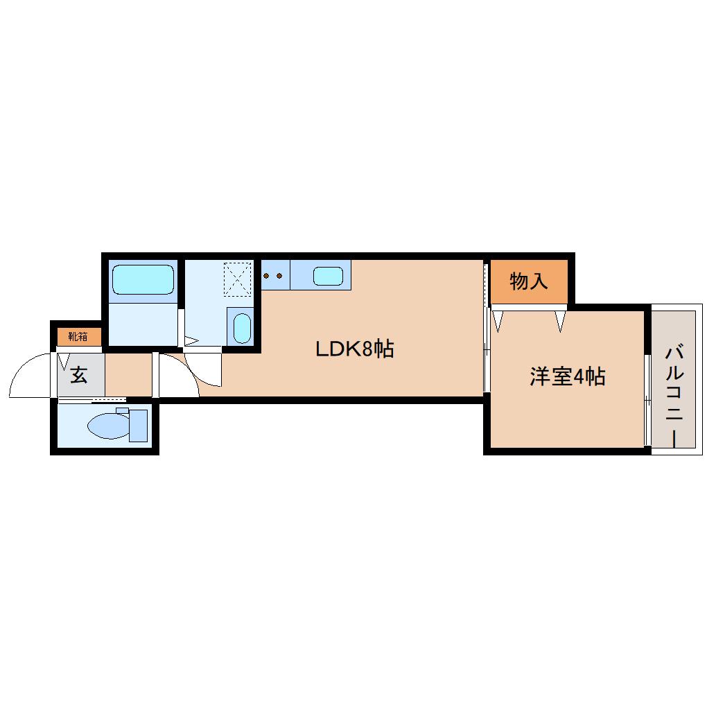 クレアール東岡町(1LDK/3階)の間取り写真