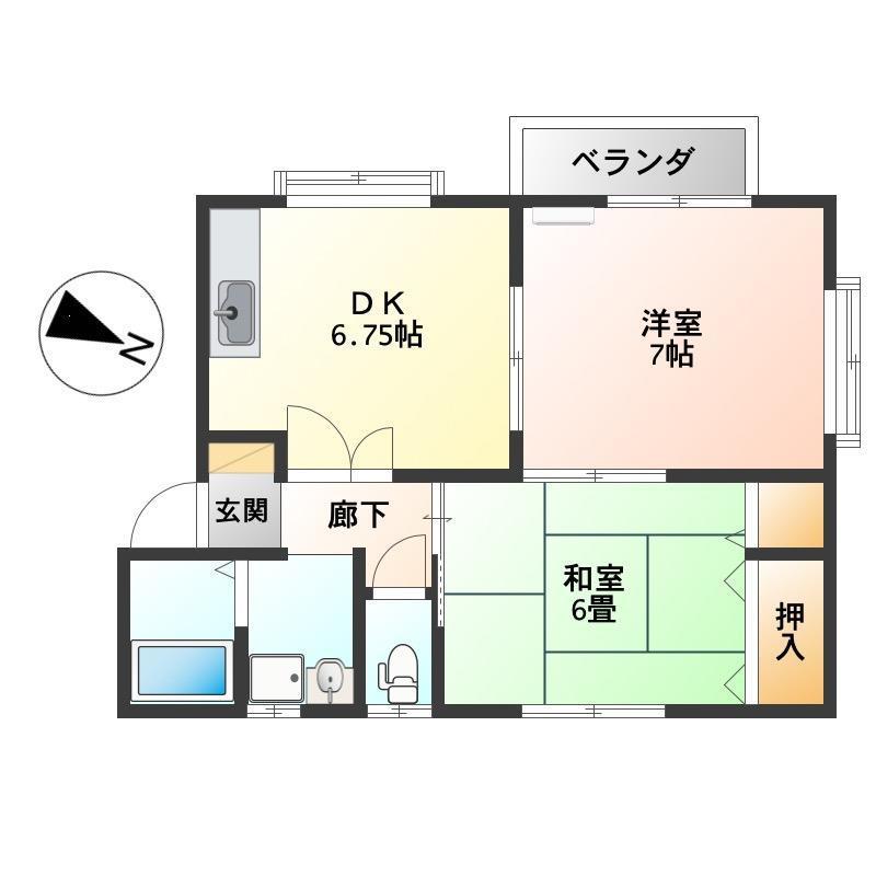 あすかB(2DK/1階)の間取り写真