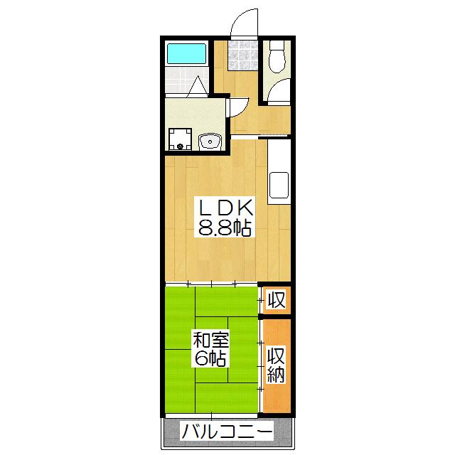 レジデンス菱屋(1LDK/3階)の間取り写真