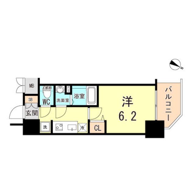 プレサンス三宮セントウェル(1K/7階)の間取り写真