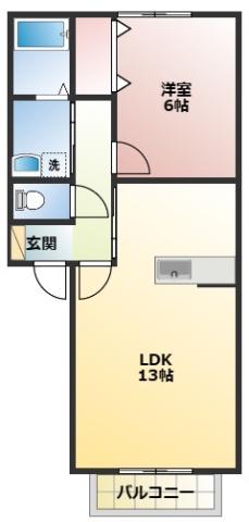 エクシード磐田(1LDK/1階)の間取り写真