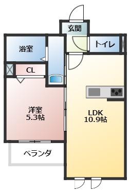 アジュール(1LDK/1階)の間取り写真