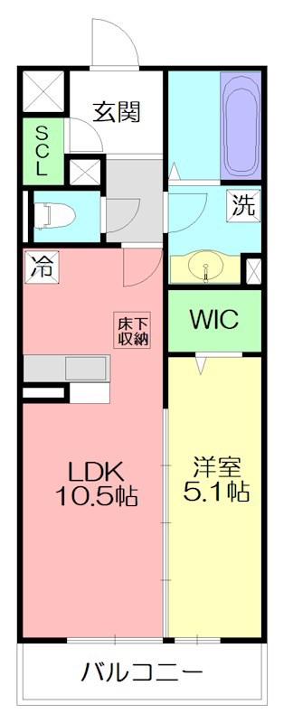 リヴェール湘南(1LDK/2階)の間取り写真