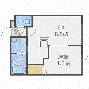 リヴェール白石(1LDK/2階)の間取り写真