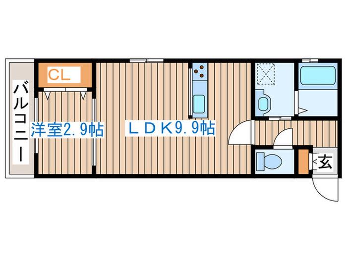 スカイタウンB棟(1LDK/2階)の間取り写真