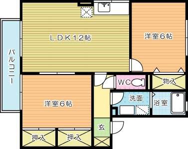 サンハイム徳力(2LDK/2階)の間取り写真