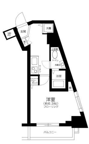 エクセリア旗の台(1K/6階)の間取り写真