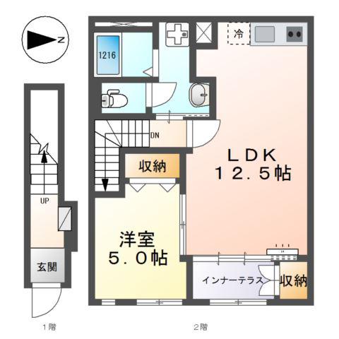 サンライズ(1LDK/2階)の間取り写真