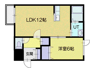 ECOA春日(1LDK/2階)の間取り写真