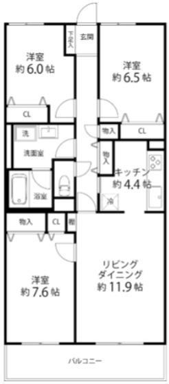 TRガーデン蕨(3LDK/3階)の間取り写真