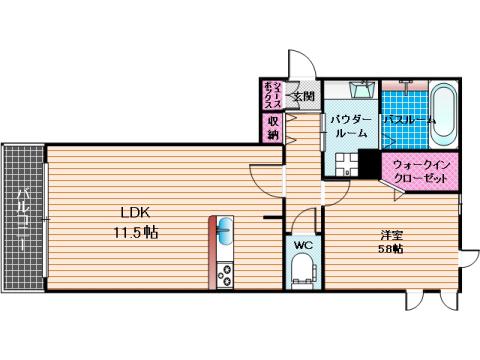 ディールーム那の川(1LDK/3階)の間取り写真