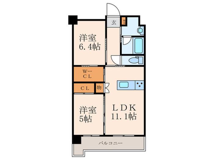 ウイングス西本町(2LDK/4階)の間取り写真