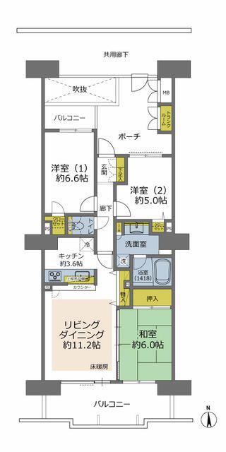 オラリオン サイト 4番舘(3LDK/12階)の間取り写真