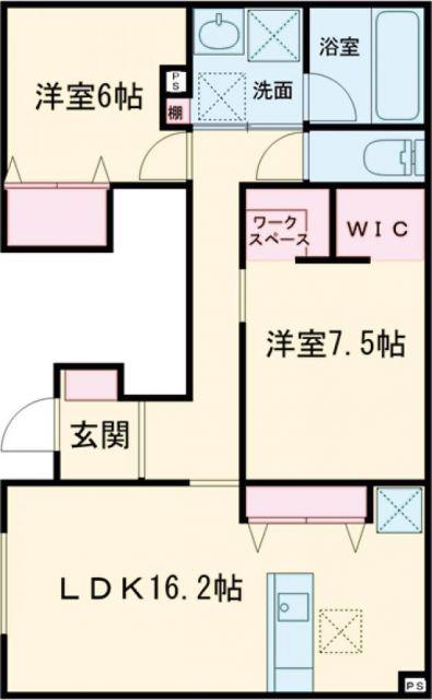 ハウスワイズ(2LDK/1階)の間取り写真