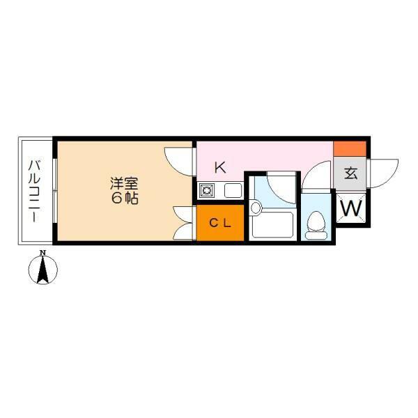 蕨ヒルズX棟(1K/2階)の間取り写真
