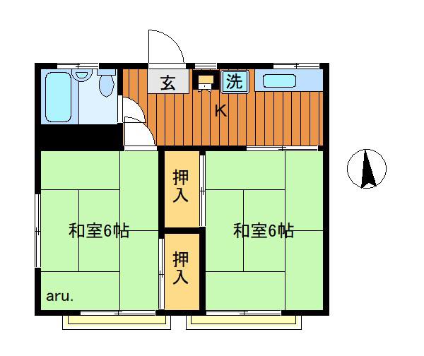 たちばな荘(2K/2階)の間取り写真