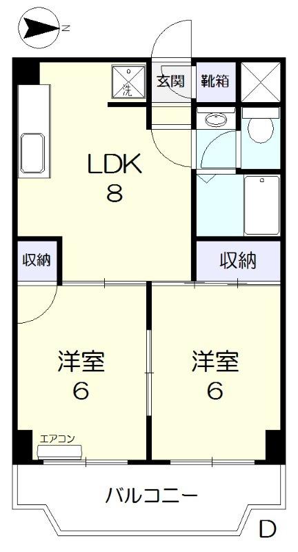 堂元ビル(2LDK/6階)の間取り写真