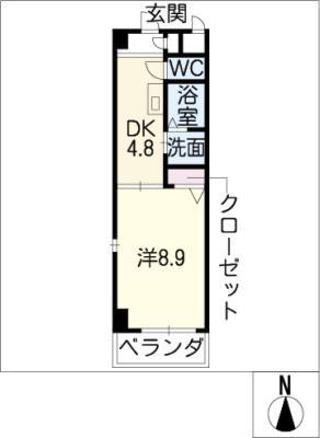 キャトルセゾン(1DK/3階)の間取り写真