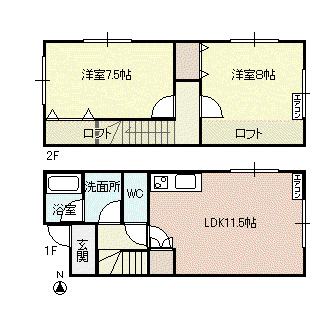ノーザンライフ(2LDK/1階)の間取り写真