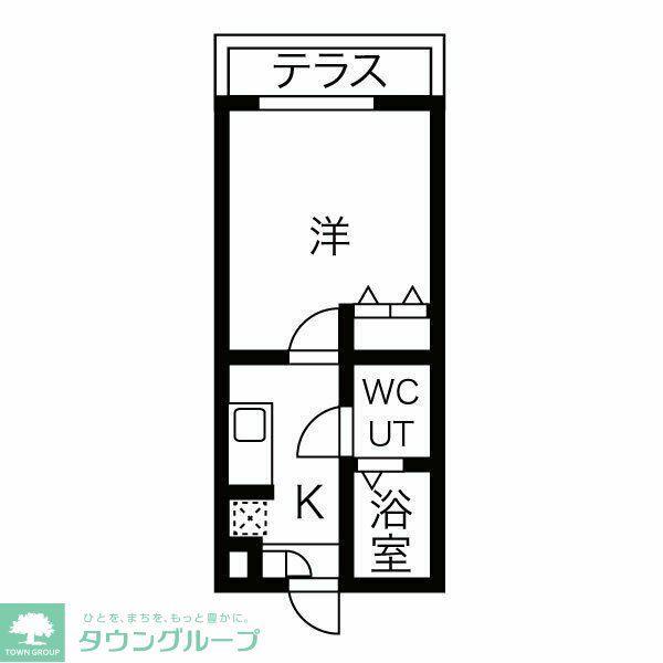 ベルフルール薬園台(1K/2階)の間取り写真