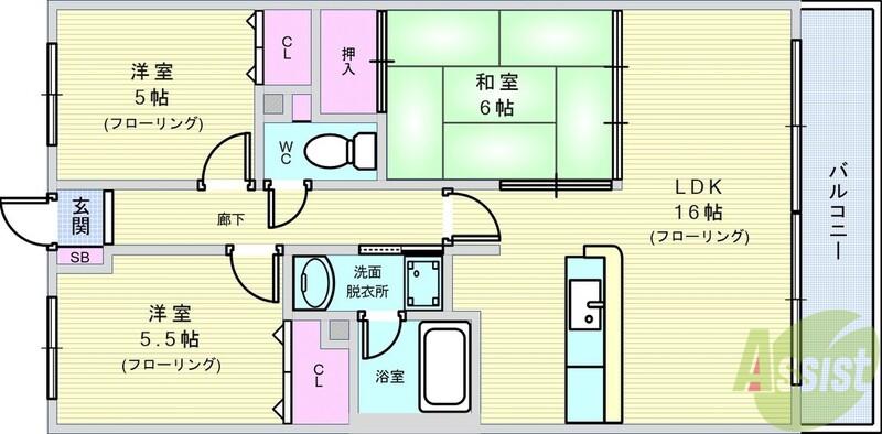 グリーンヒルズ西泉丘(3LDK/2階)の間取り写真