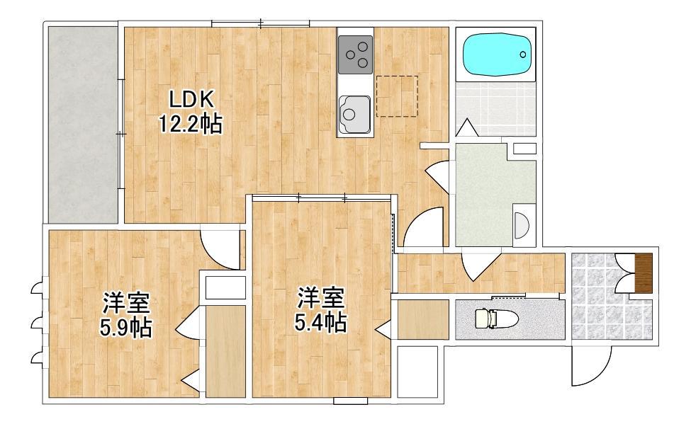MAISON AIMER(2LDK/1階)の間取り写真