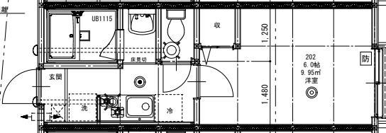 パセオグランデ誉田(1K/2階)の間取り写真