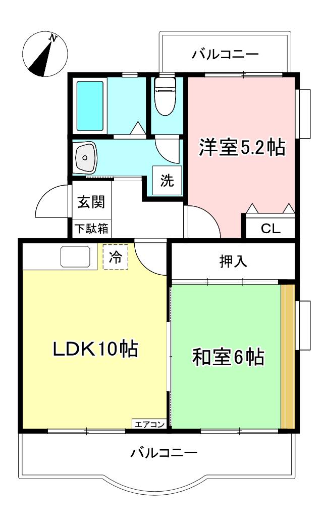 パレス大倉山(2LDK/2階)の間取り写真