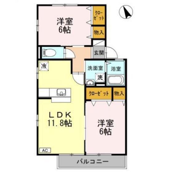 プリマベーラIII(2LDK/2階)の間取り写真