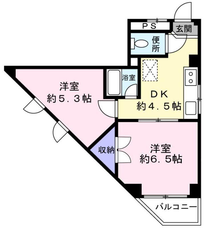 稲毛マリンハイツ(2DK/2階)の間取り写真
