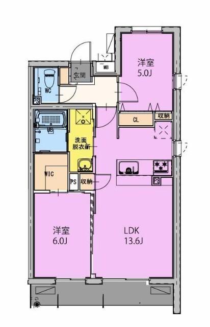 GRAND NINE南宮崎(2LDK/3階)の間取り写真