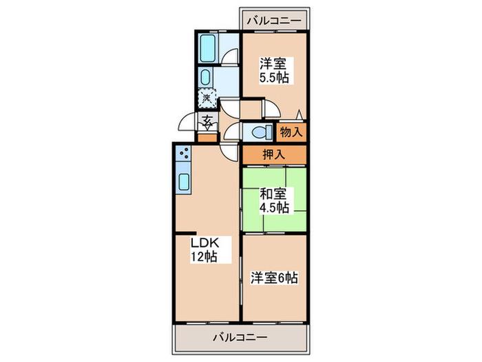 鷺沼レジデンス(3LDK/3階)の間取り写真