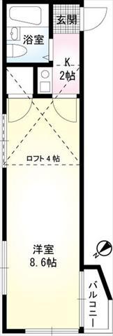 コスモスパーク二俣川(1K/2階)の間取り写真