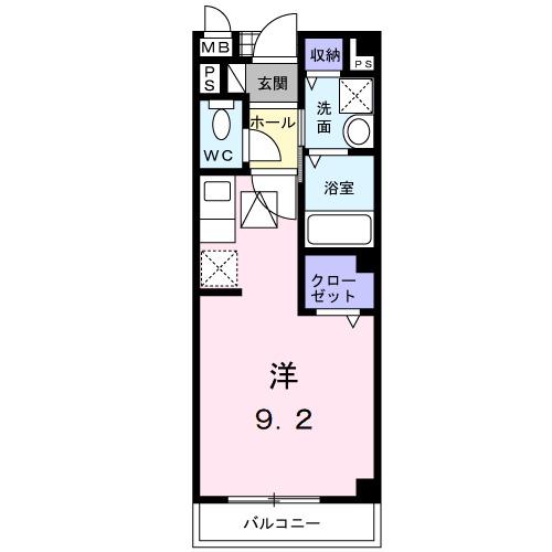 エスポワール I(ワンルーム/1階)の間取り写真