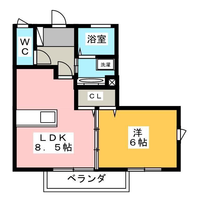 サウスメゾン(1LDK/2階)の間取り写真