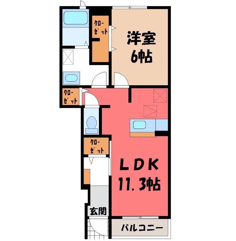 ヴィオラ パーク(1LDK/1階)の間取り写真
