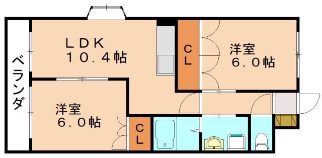 ロイヤルハイツ(2LDK/1階)の間取り写真
