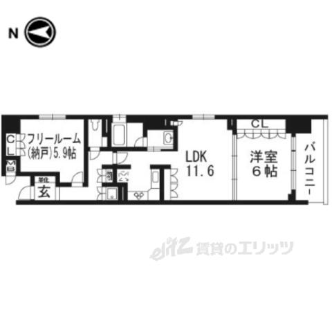 リーガル京都烏丸東(1LDK/2階)の間取り写真