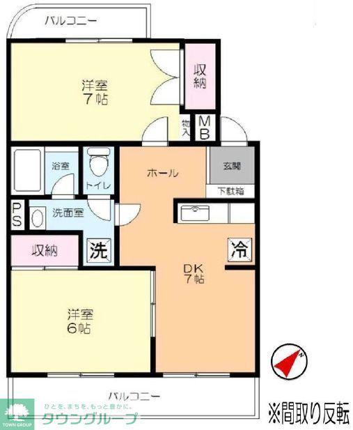 渋谷マンション(2DK/1階)の間取り写真