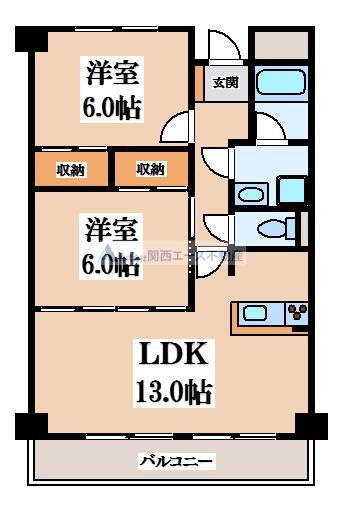 プリーマ北新(2LDK/2階)の間取り写真