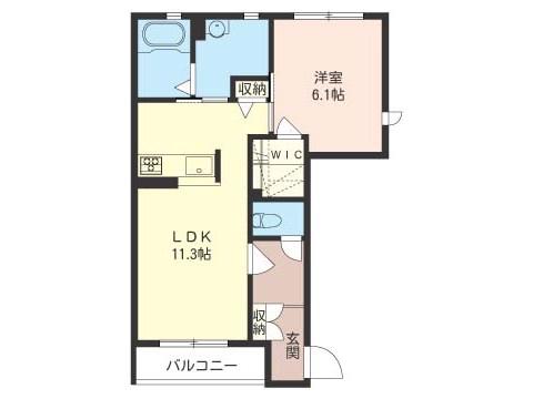SHMヴェルフィーユ Ⅲ(1LDK/1階)の間取り写真