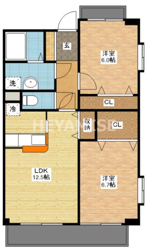 パラディ ヒラムネ I(2LDK/3階)の間取り写真