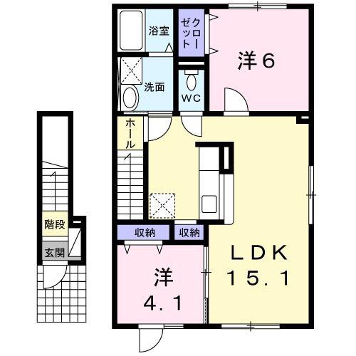 アルカンシエル(2LDK/2階)の間取り写真