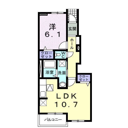 グレイスM(1LDK/1階)の間取り写真