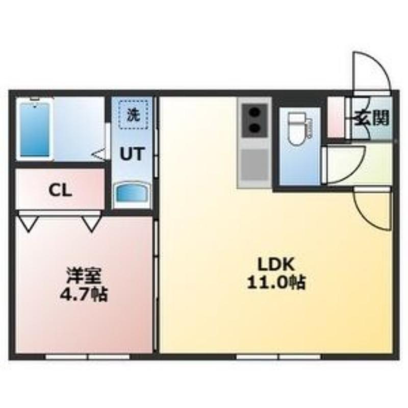 平岸3-10(1LDK/4階)の間取り写真